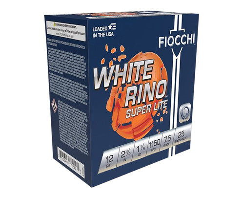Fiocchi Exacta Target White Rino 12 Ga, 2.75″, 1 1/8 oz, 7.5 Shot, 25rd Box