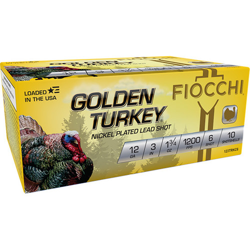 Fiocchi Golden Turkey 12Ga, 3″, 1-3/4 oz, 6 Shot, 100rd Case