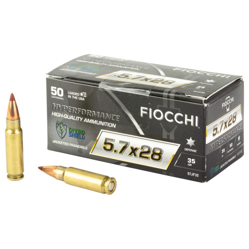Fiocchi Hyperformance Defense 5.7x28mm, 35gr, Jacketed Frangeable, 50rd Box