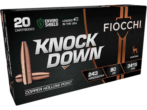 Fiocchi Knock Down 243 Winchester, 80gr, Hollow Point, 20rd Box