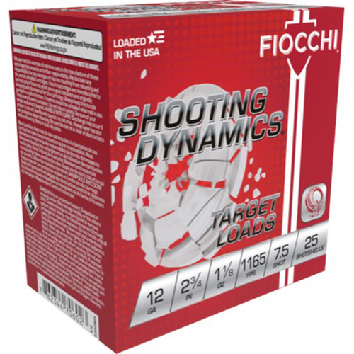 Fiocchi Shooting Dynamics 12 Ga, 2.75″, 1-1/8 oz, 7.5 Shot, 250Cs