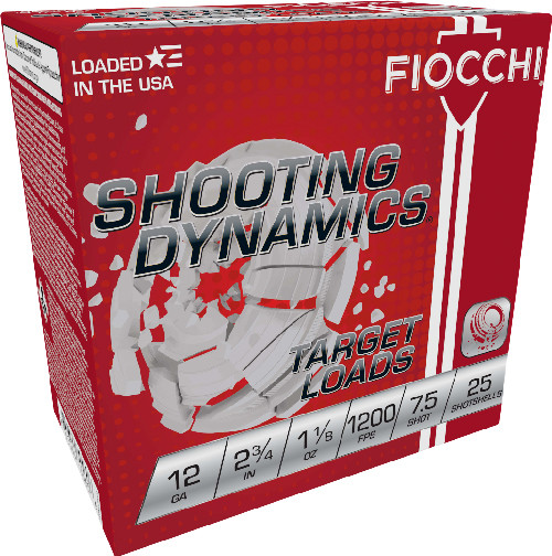 Fiocchi Shooting Dynamics 12 Ga, 2.75″, 1-1/8 oz, 7.5 Shot, 250rd Case