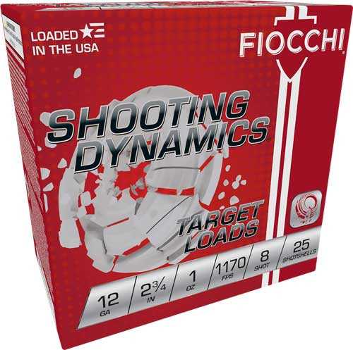 Fiocchi Shooting Dynamics 12 Ga, 2.75″, 1oz, 1170 fps, 8 Shot, 250rd Case