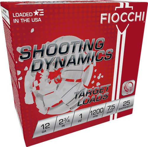 Fiocchi Shooting Dynamics 12 Ga, 2.75″ 1oz, 7.5 Shot, 250rd Case