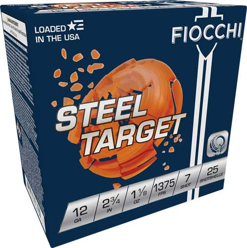 Fiocchi Steel Target 12 Ga, 2.75″ 1-1/8 oz, 7 Shot, 250rd Case