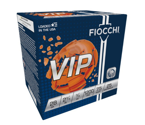 Fiocchi VIP Heavy 28 Ga, 2.75″, 3/4 oz, 7.5 Shot, 250rd Case