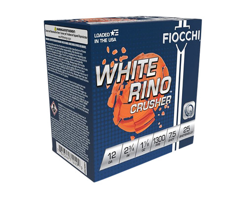 Fiocchi White Rino Crusher 12 Ga, 2.75″, 1 1/8 oz, 7 Shot, 25rd Box