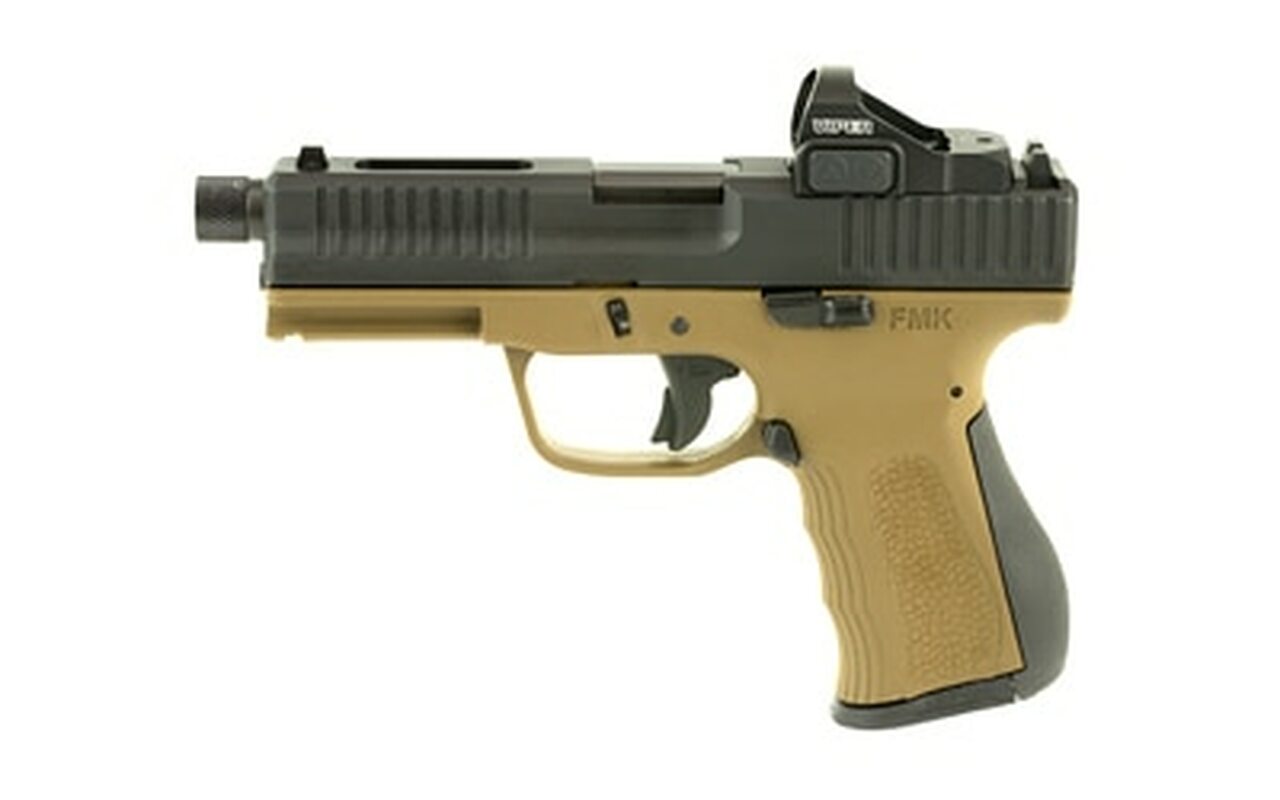 FMK Firearms, Elite Pro, Striker Fired, Compact, 9mm, 4″ Barrel, Polymer Frame, Optic Ready Slide, Black, Burris Fastfire 3 Red Dot, Fixed Sights, 10Rd, 2 Magazines