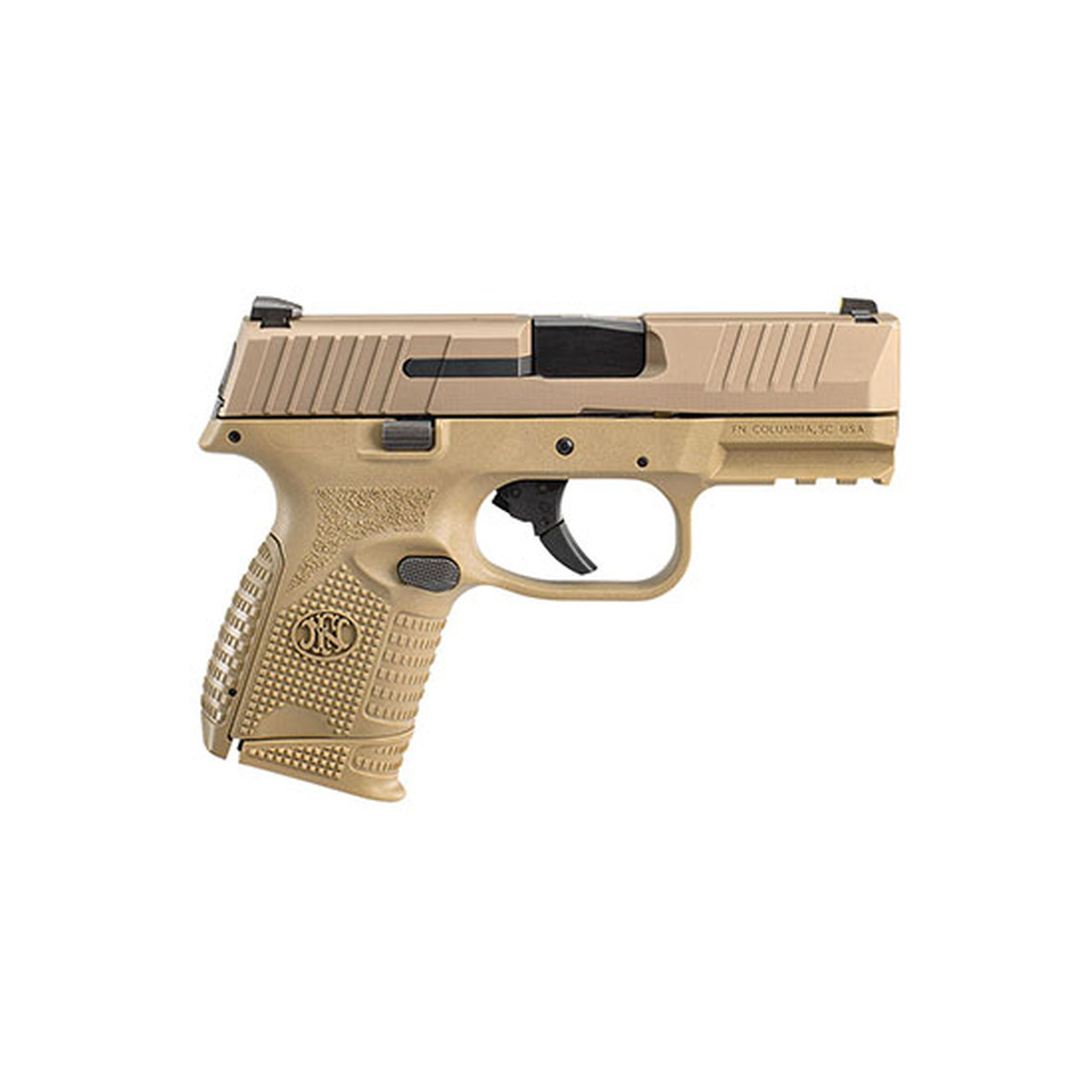FN 509 Compact 9mm, 3.7″ Barrel, HiViz Front, NTS, Flat Dark Earth, 15rd