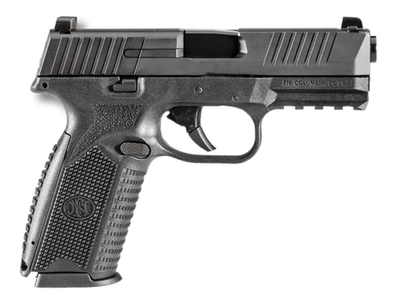 FN 509 NMS NS 4″ Barrel, Black Interchangeable Backstrap Grip Black Steel Slide, 17rd