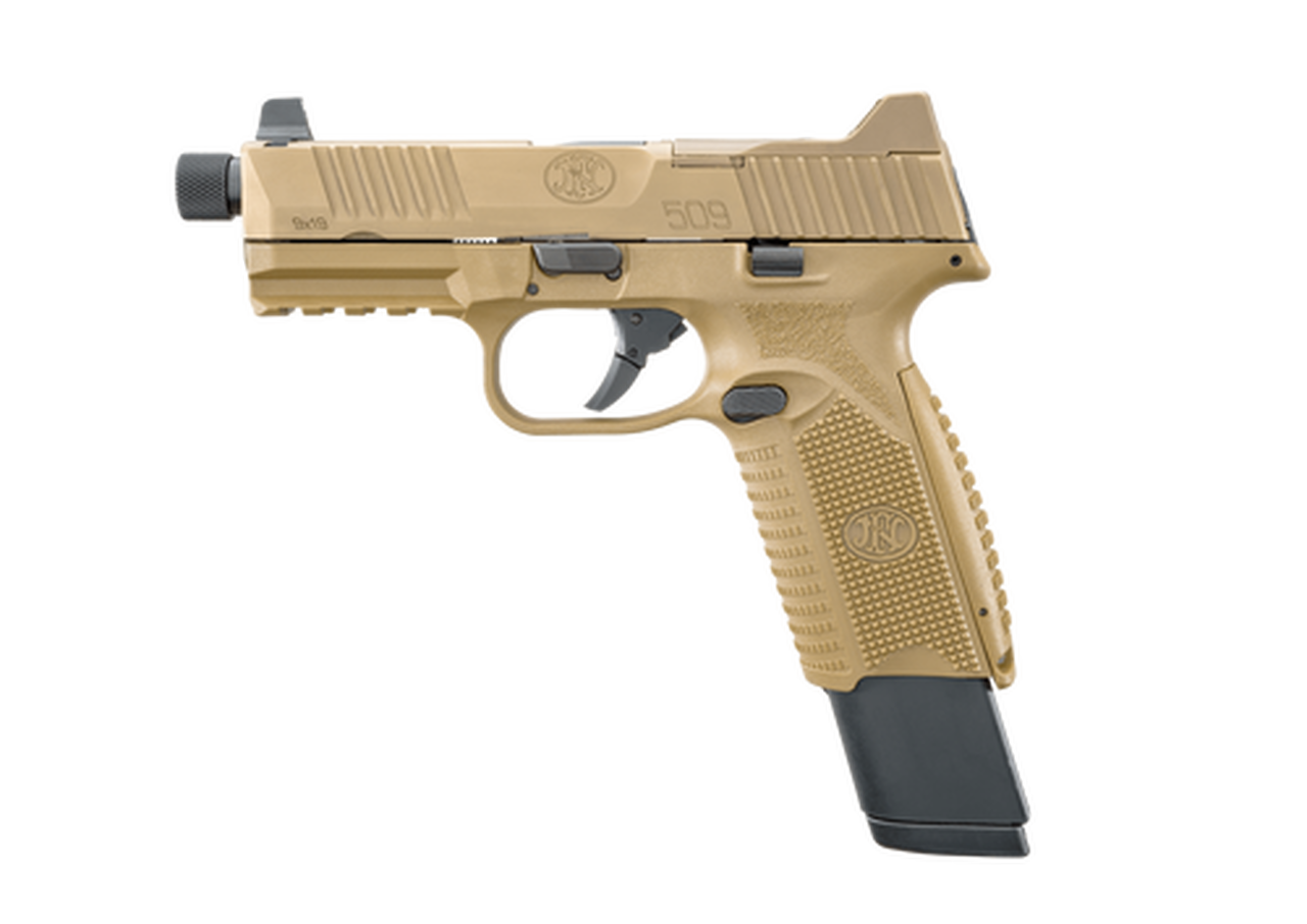 FN 509 Tactical 9mm, 4.5″ Barrel, Night Sights, Flat Dark Earth, 17rd/24rd