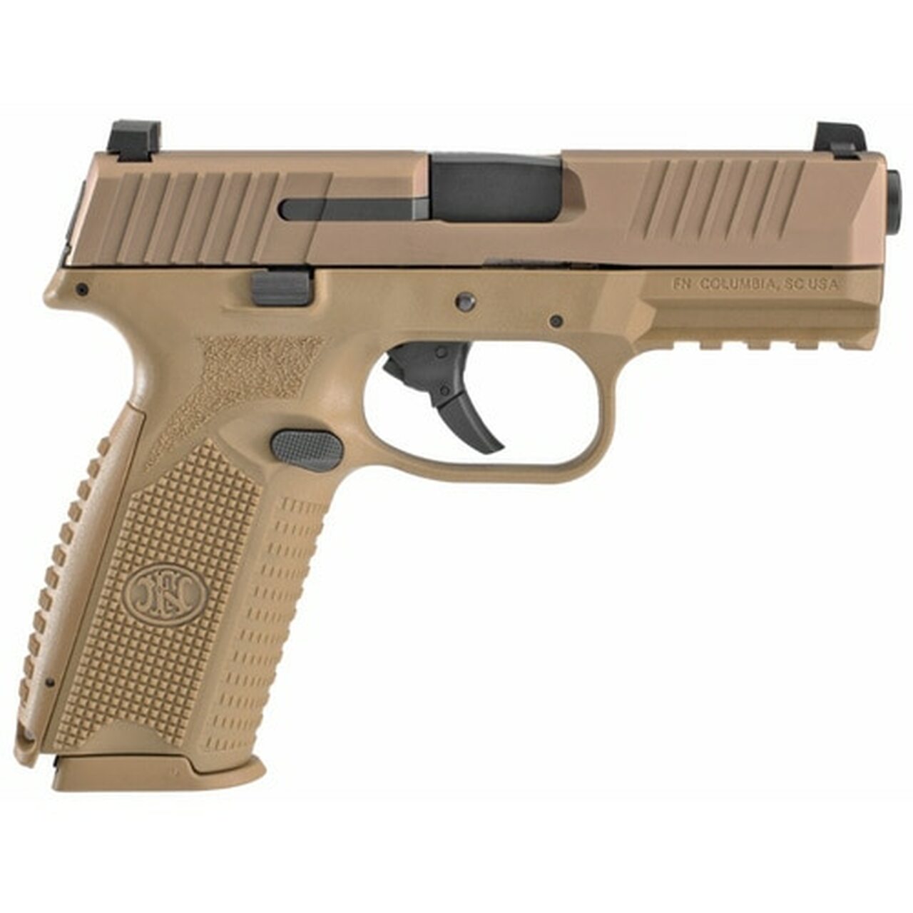 FN , FN 509 Striker Fired, Full Size 9mm, 4″ Barrel, Polymer Frame, Flat Dark Earth, 3 Dot Sights, Non-Manual Safety, 2x17rd Mags