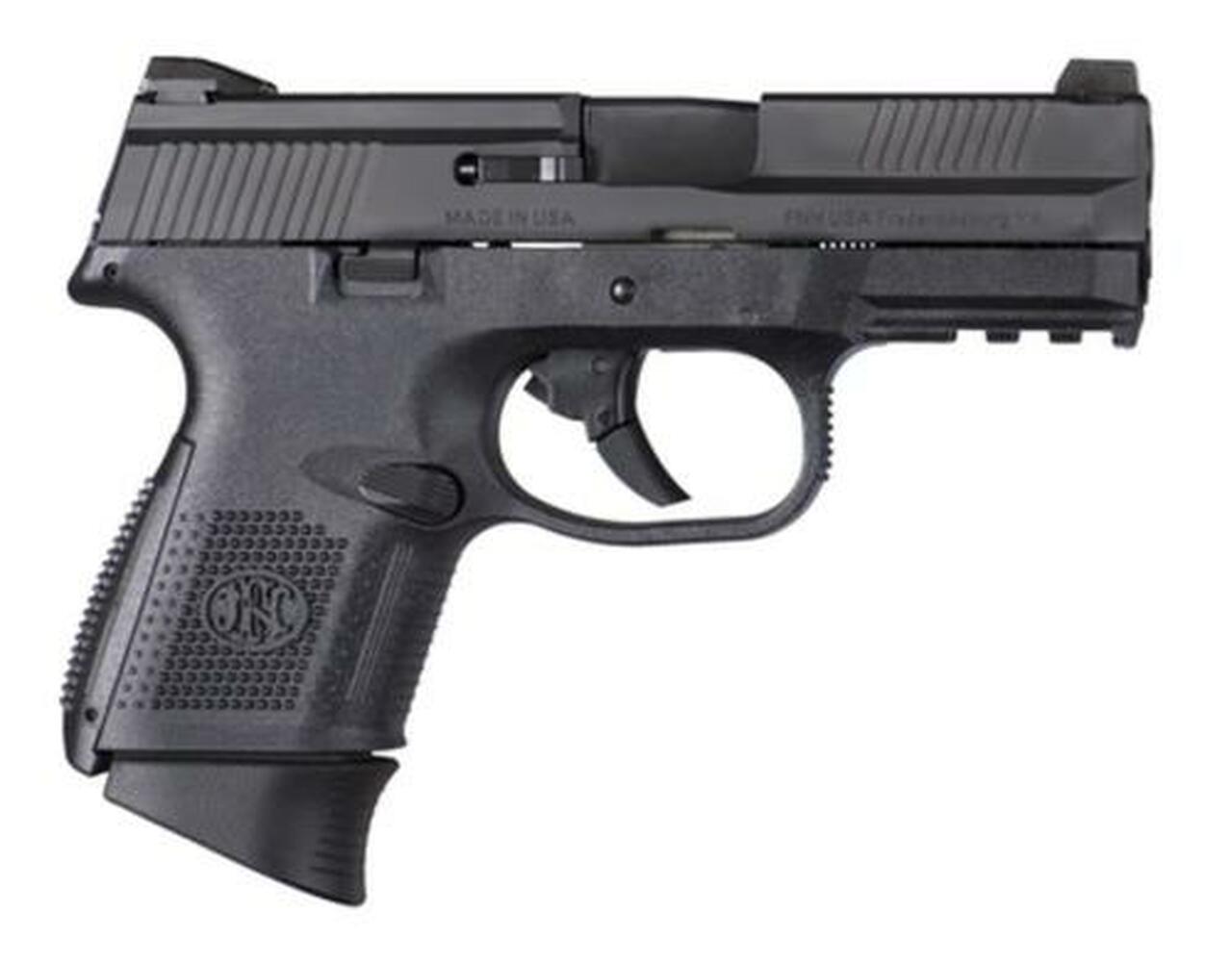 FN FNS-9C Compact 9mm 3.6″ Barrel Black Slide Fixed 3-Dot Sights No Manual Safety 17rd