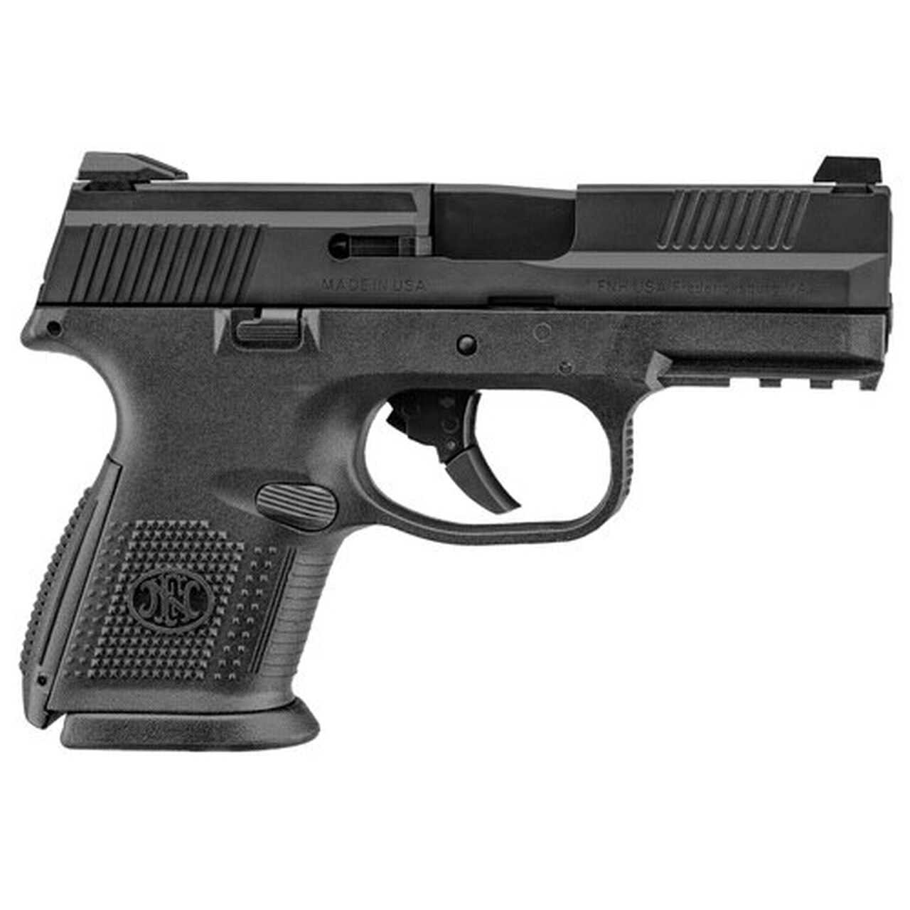 FN FNS-9C Compact 9mm 3.6″ Barrel Black Slide Fixed 3-Dot Sights No Manual Safety 17rd