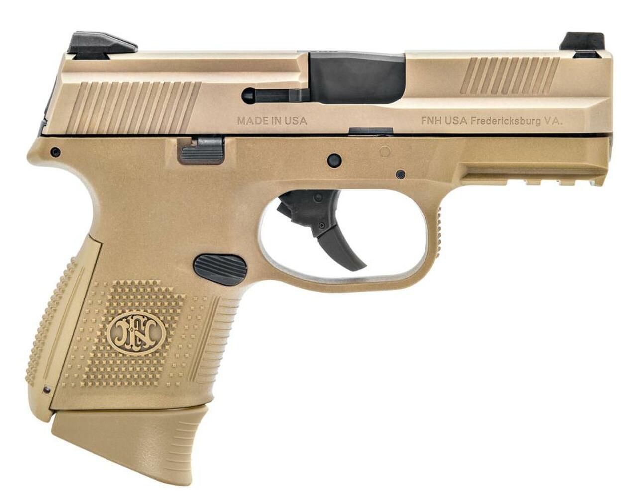 FN FNS Compact 9mm 3.6″, Flat Dark Earth, Fixed 3-Dot Sights, No Manual Safety, 10rd