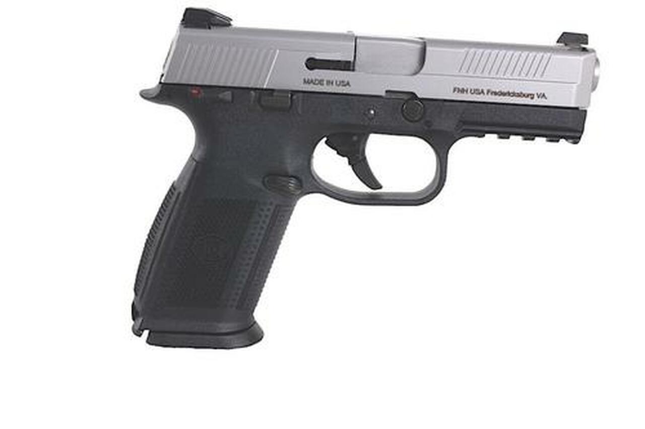 FN FNS40 Manual Safety Fxd 3 Dot NS 40S&W 4″ Barrel, 3 Mags Poly Grips Black/SS, 10rd