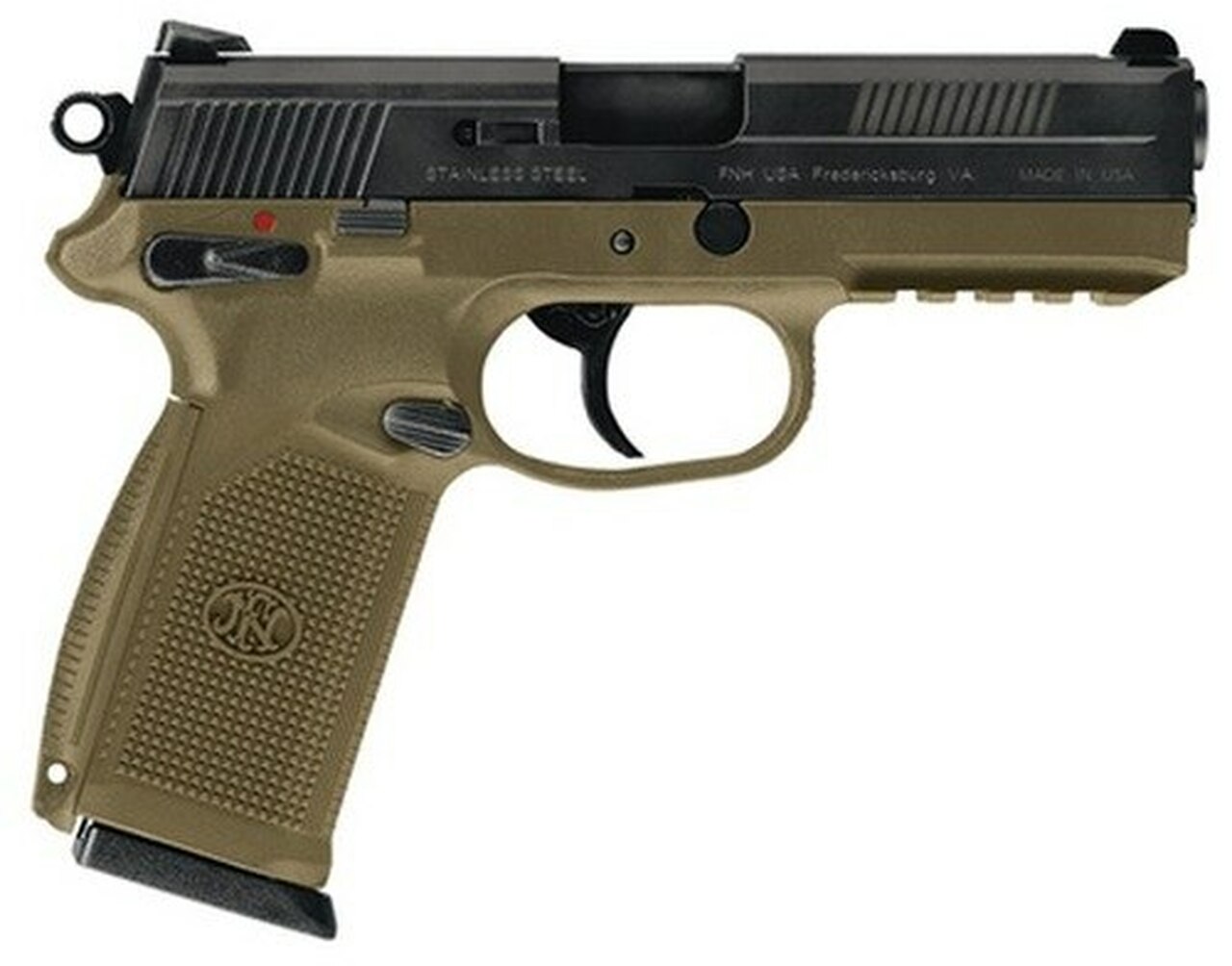 FN FNX-45 45 ACP 4.5″ Flat Dark Earth, Black Slide, Combat Sights, 15 Round