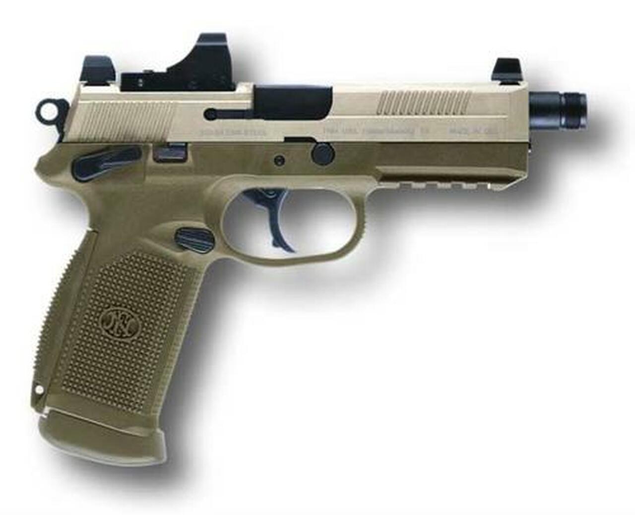 FN FNX-45 Tactical 45 ACP 5.3″ Threaded Barrel Flat Dark Earth, Night Sights, 15 Round