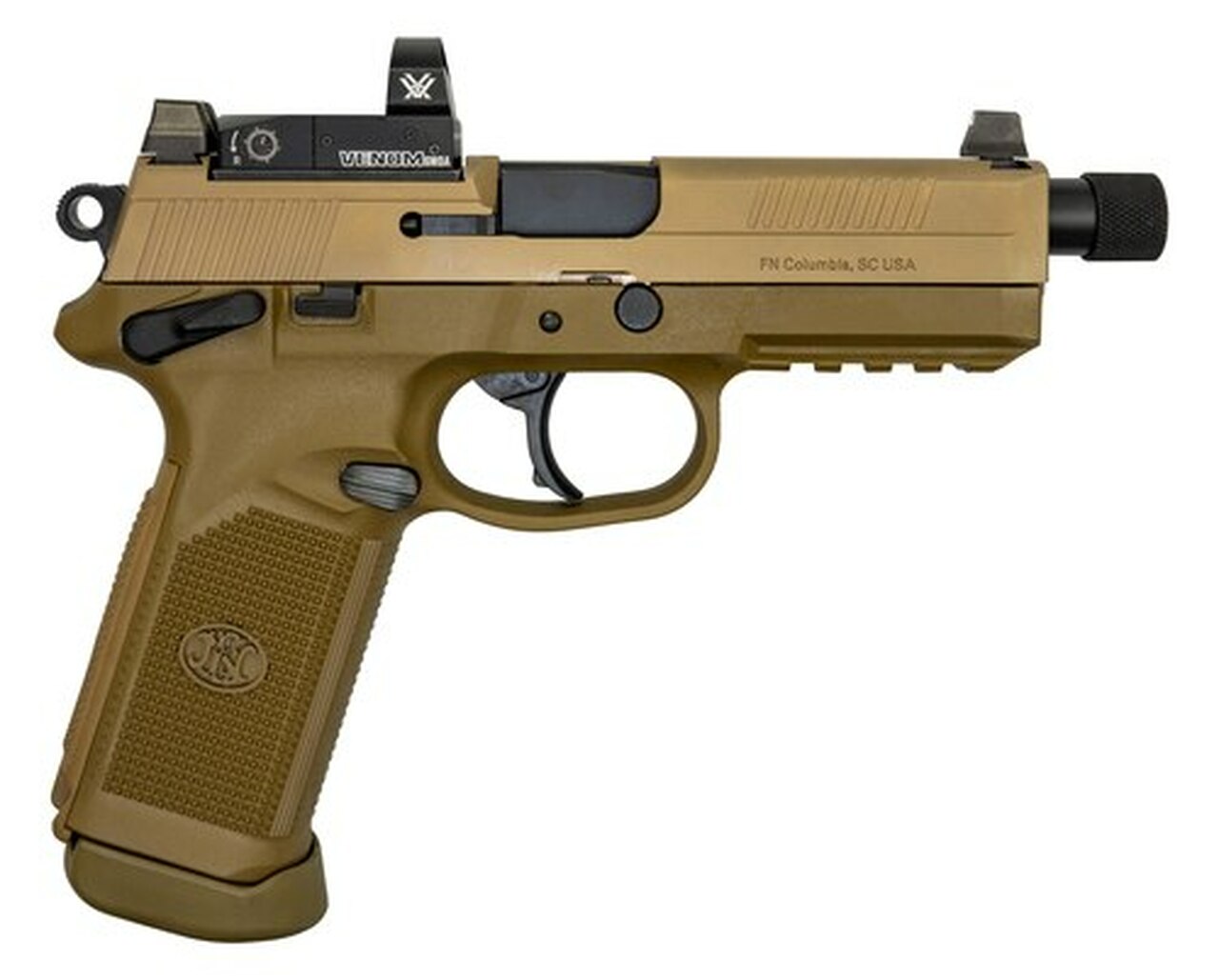 FN FNX Vortex Venom Combo 45 ACP, 5.30″ Barrel, Flat Dark Earth, Interch. Backstrap, 15rd
