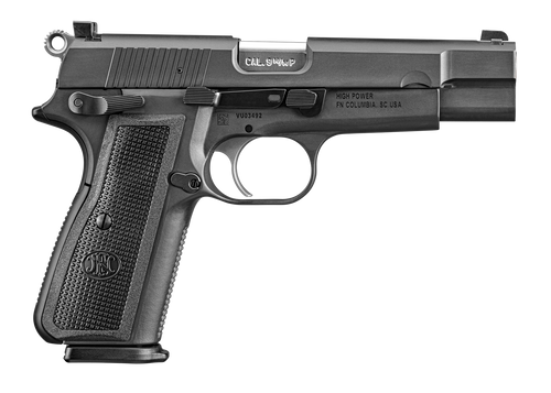 FN High Power 9mm, 4.7″ Barrel, Black, Driftable Dovetail Sights, Manual Safety, 10rd