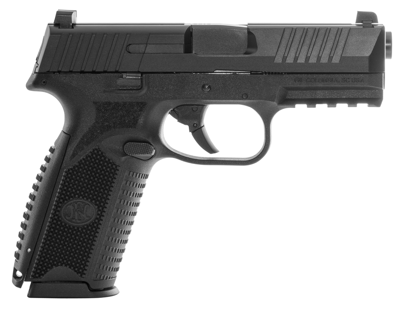 FN Law Enf, FN 509, Striker Fired, Full Size, 9mm, 4″ Barrel, Polymer Frame, Black, 3 Dot Sights, 17Rd, 3 Magazines
