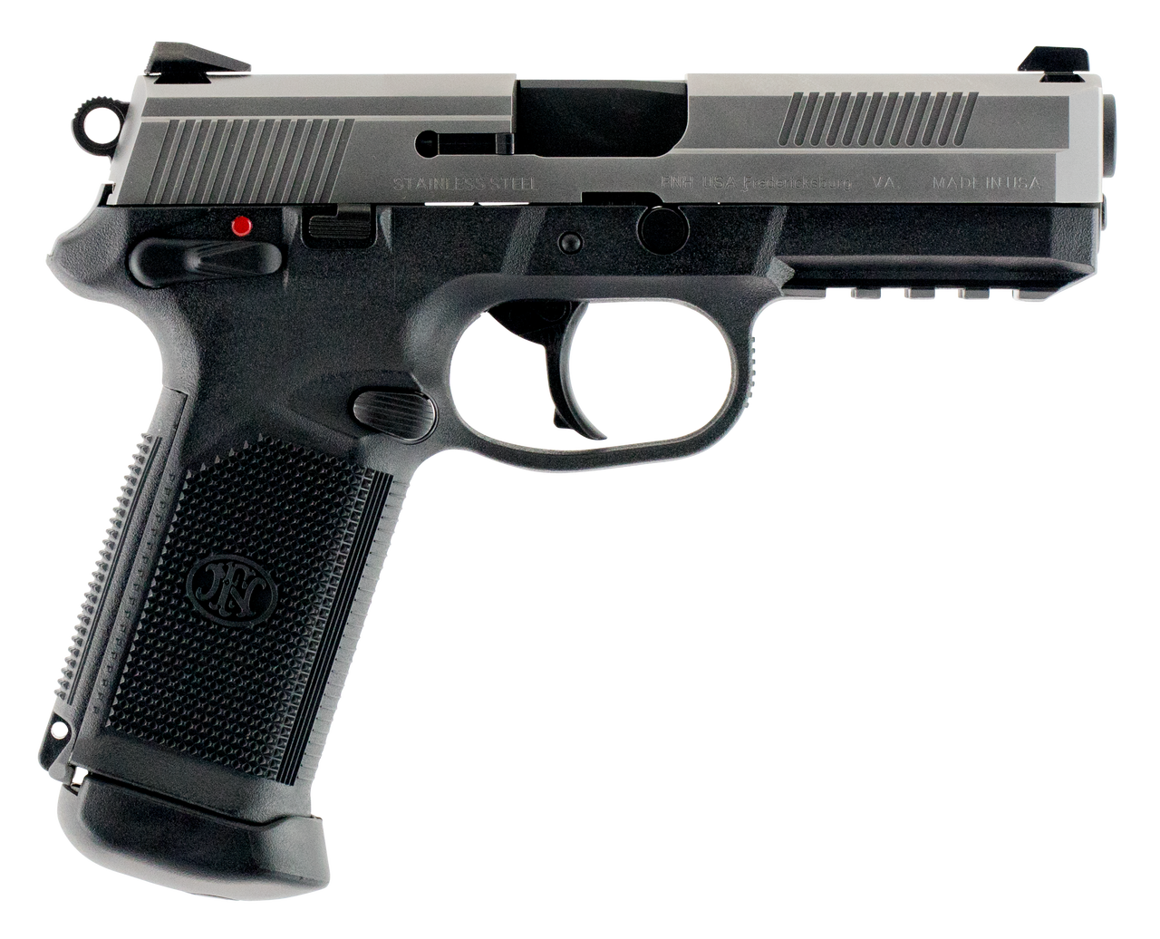 FN LE FNX-45 45 Automatic Colt Pistol (ACP) Single/Double 4.5″, Black Interchangeable Backstrap Grip Black Polymer Frame Stainless Steel Slide, 15 rd