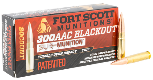 Fort Scott 300 Blackout, 190gr, Subsonic, Solid Copper Spun, 20rd Box