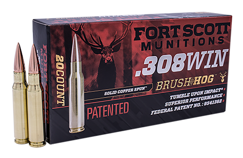 Fort Scott Brush Hog 308 Win, 168 gr, Solid Copper Spun, 20rd Box