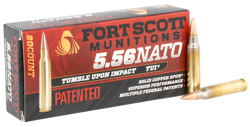 Fort Scott Munitions Tumble Upon Impact 5.56x45mm, 55gr, Solid Copper Spun, 20rd Box