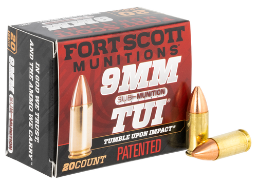 Fort Scott Self Defense 9mm, 125gr, Subsonic, Solid Copper Spun, 20rd Box
