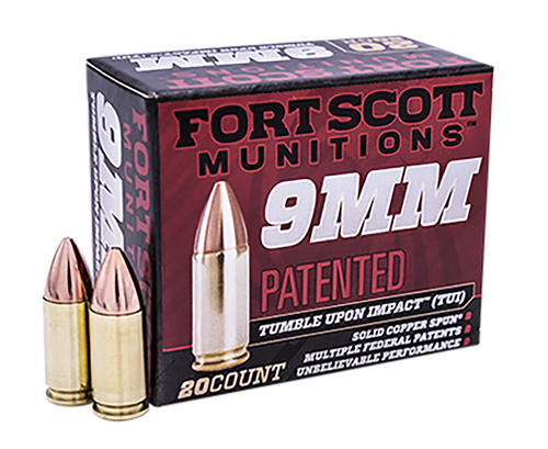 Fort Scott TUI 9mm, 115gr, Nickel-Plated, Solid Copper Spun, 20rd Box