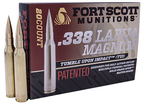 Fort Scott Tumble Upon Impact 338 Lapua Magnum, 250gr, Solid Copper Spun, 20rd Box