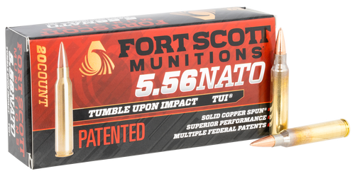 Fort Scott Tumble Upon Impact 5.56x45mm, 62gr, Solid Copper Spun, 20rd Box