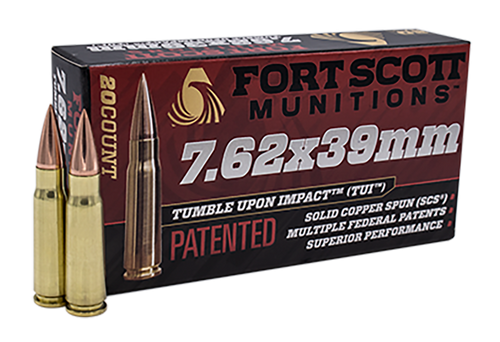 Fort Scott Tumble Upon Impact 7.62x39mm, 117gr, Solid Copper Spun, 20rd Box