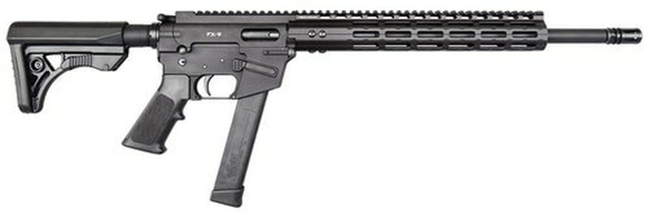 Freedom Ordnance FX9 9mm, 16″ Barrel, Black, Plastic Grip, Uses Glock Style Magazines, 1 Mag, 31Rd