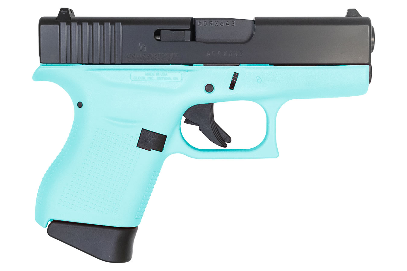 G43 9mm Carry Conceal Pistol with Cerakote Robins Egg Blue Frame