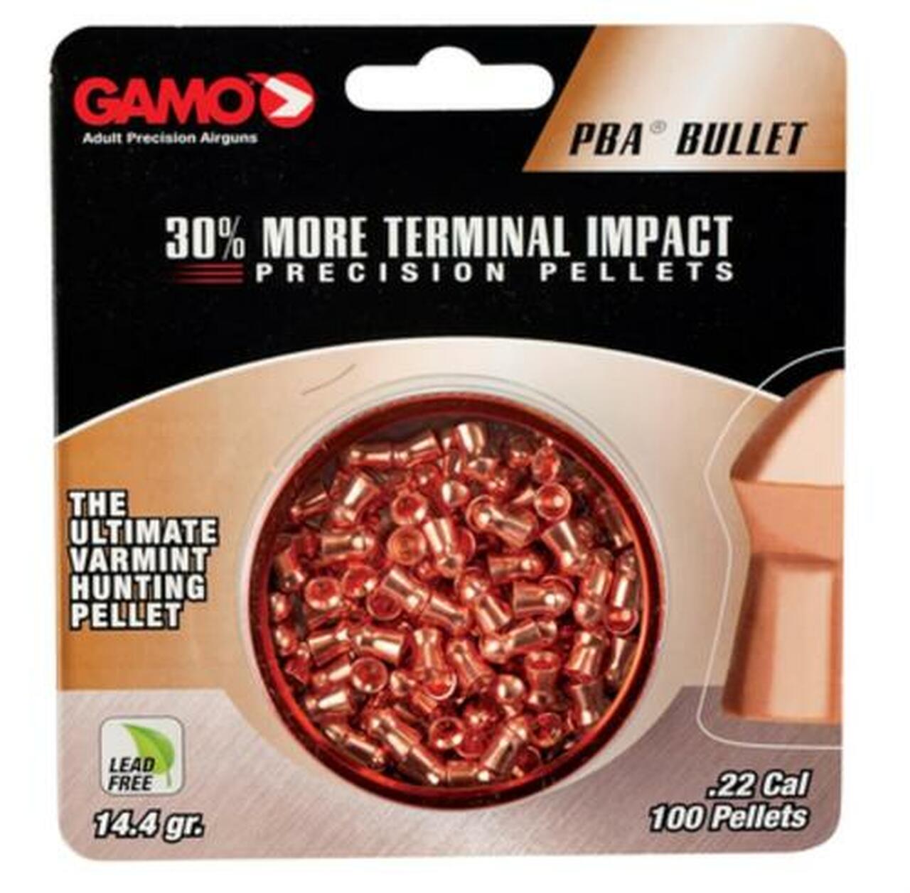Gamo PBA Pellets Lead Free .22 Caliber 14.4gr, 100/Tin