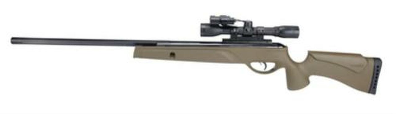 Gamo Varmint Hunter HP Air Rifle .177 Caliber, 18″ Fluted Barrel, Synthetic Green Stock, 4x32mm Scope, Laser And Light
