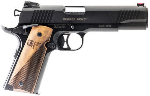Gforce Chronicle 1911 9mm, 4.4″ Barrel, Black, Turkish Walnut Grip, 9rd