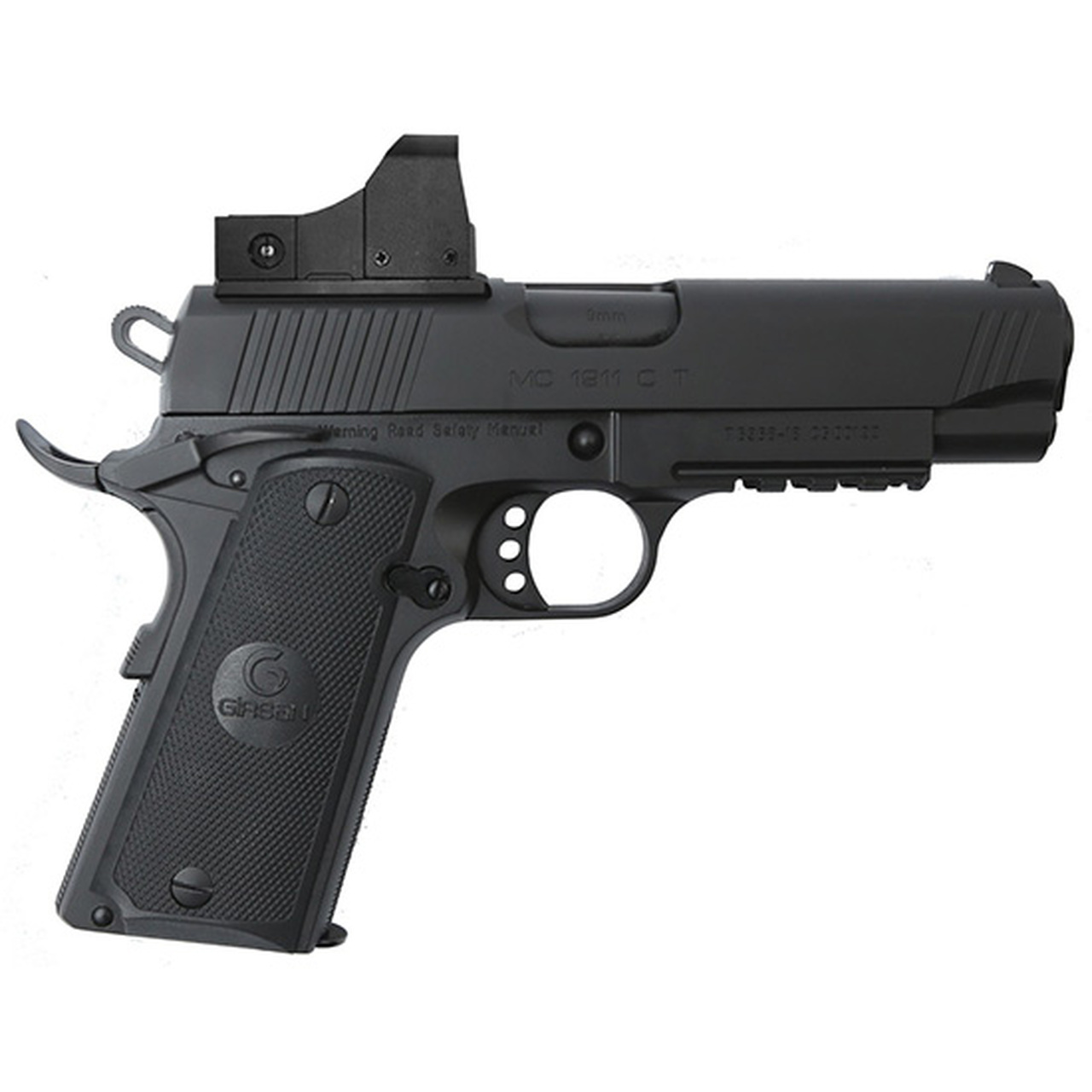 Girsan 1911 Compact 9mm, 4″ Barrel W/Mounted Dot Optic, Blued, 9rd Mag
