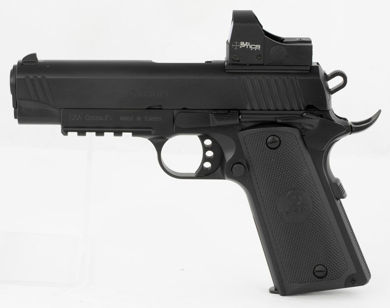 Girsan 1911 Compact 9mm, 4″ Barrel W/Mounted Dot Optic, Blued, 9rd Mag