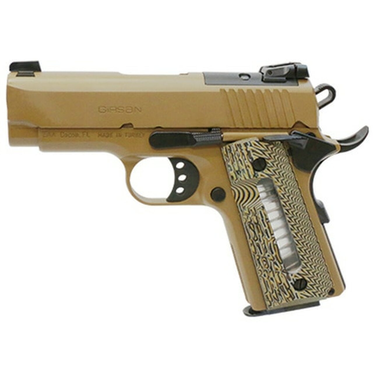 Girsan MC1911 Ultimate 45 ACP, 3.4″ Barrel, Flat Dark Earth G10, Capacity Window Grip, 6rd