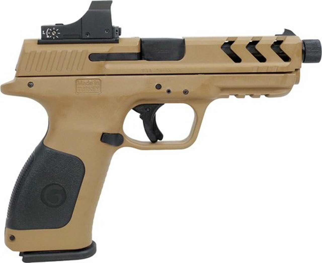 Girsan MC28SA 9MM 4.25″ Threaded Barrel With Optic, Flat Dark Earth Polymer Frame, 15rd Mag
