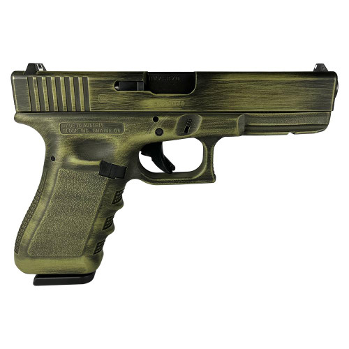Glock 17 Gen 3 “Bazooka Green Destressed” 9mm, 4.49″ Barrel, 17rd