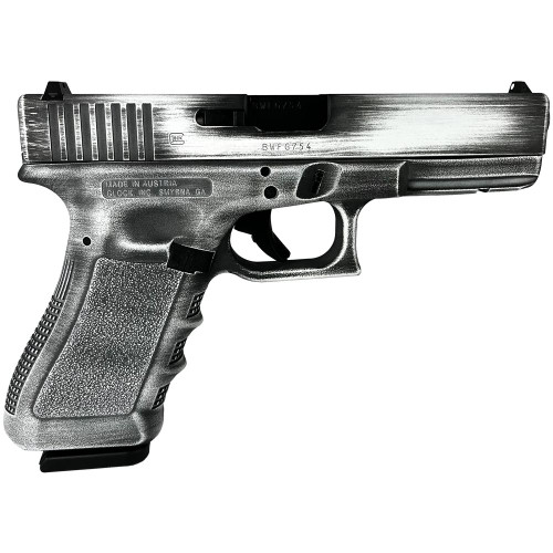 Glock 17 Gen 3 Custom “Destressed White” 9mm, 4.49″ Barrel, 17rd