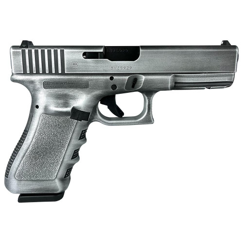 Glock 17 Gen 3 “Destressed Crushed Silver” 9mm, 4.49″ Barrel, 17rd