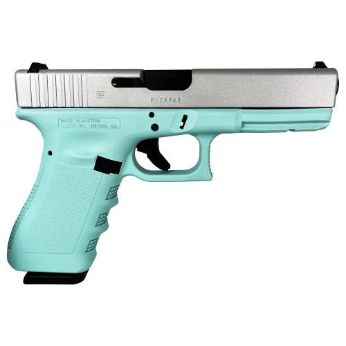 Glock 17 Gen 3 “Tiffany Frame Crushed Silver Slide” 9mm, 4.49″ Barrel, 17rd