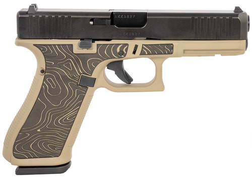 Glock 17 Gen 5 9mm, 4.5″ Barrel, Flat Dark Earth Frame, Black Slide, Topography Grip, 17rd
