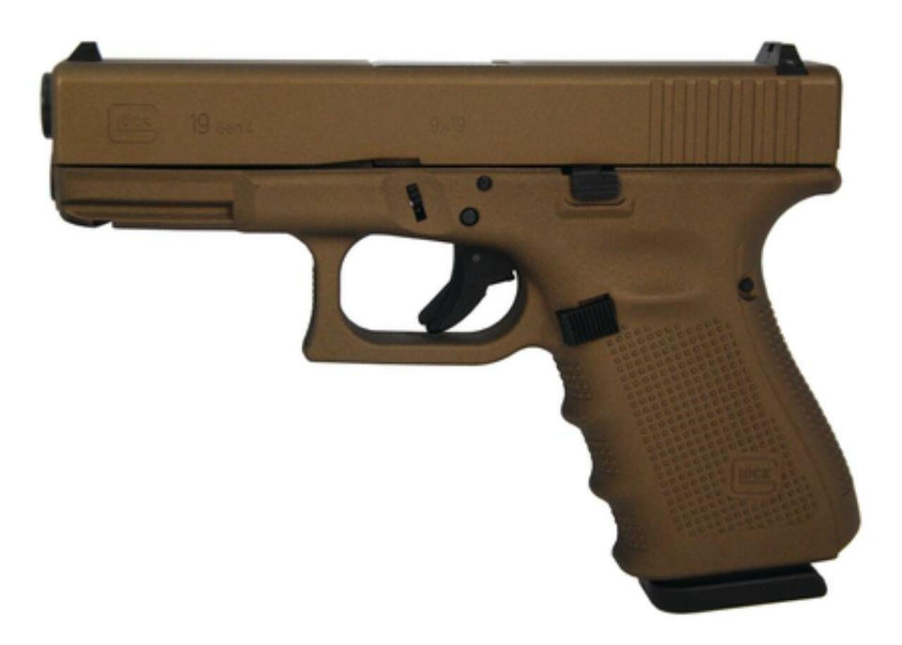 Glock 19 9mm 4″ Barrel Hot Cerakote Burnt Bronze Finish Fixed Sights 15 Rd Mag