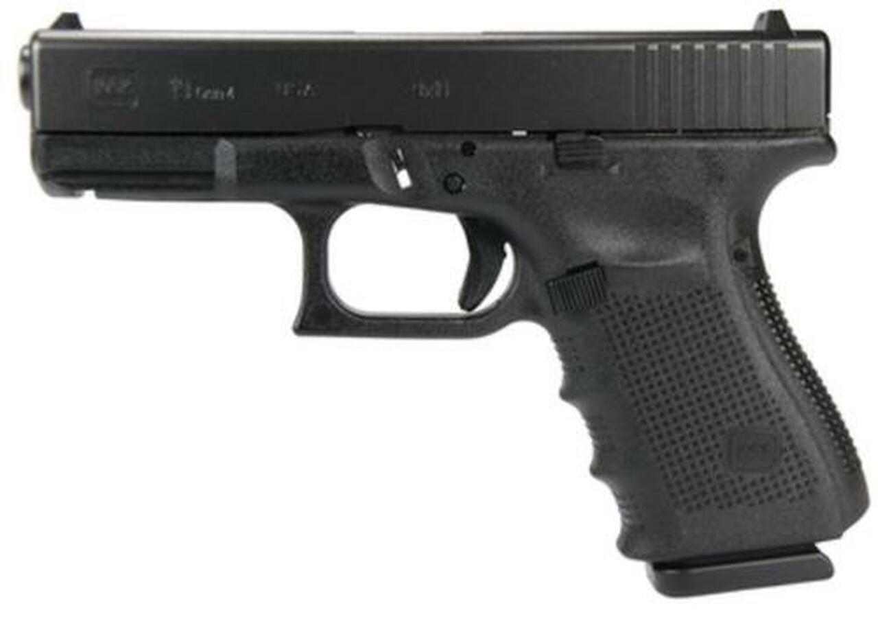 Glock, 19 Gen 4, Safe Action, Compact, 9mm, 4.02″ Barrel, Polymer Frame, Matte Finish, Fixed Sights, 15Rd, 3 Magazines